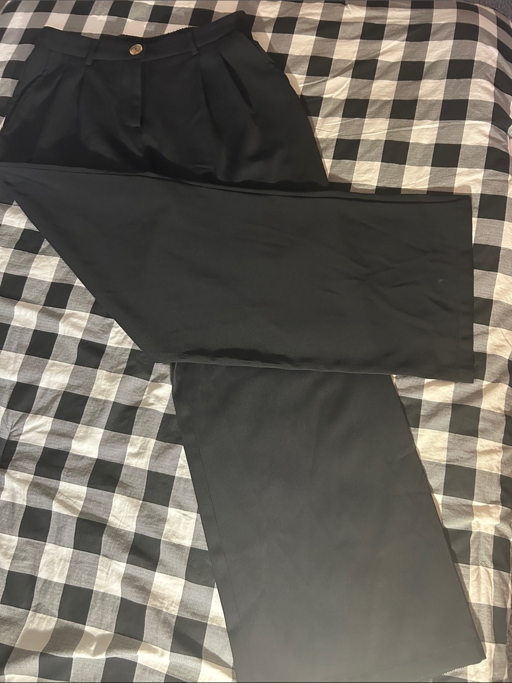 Wide Leg Black Women's Trousers - High Waist Pleated Pants
